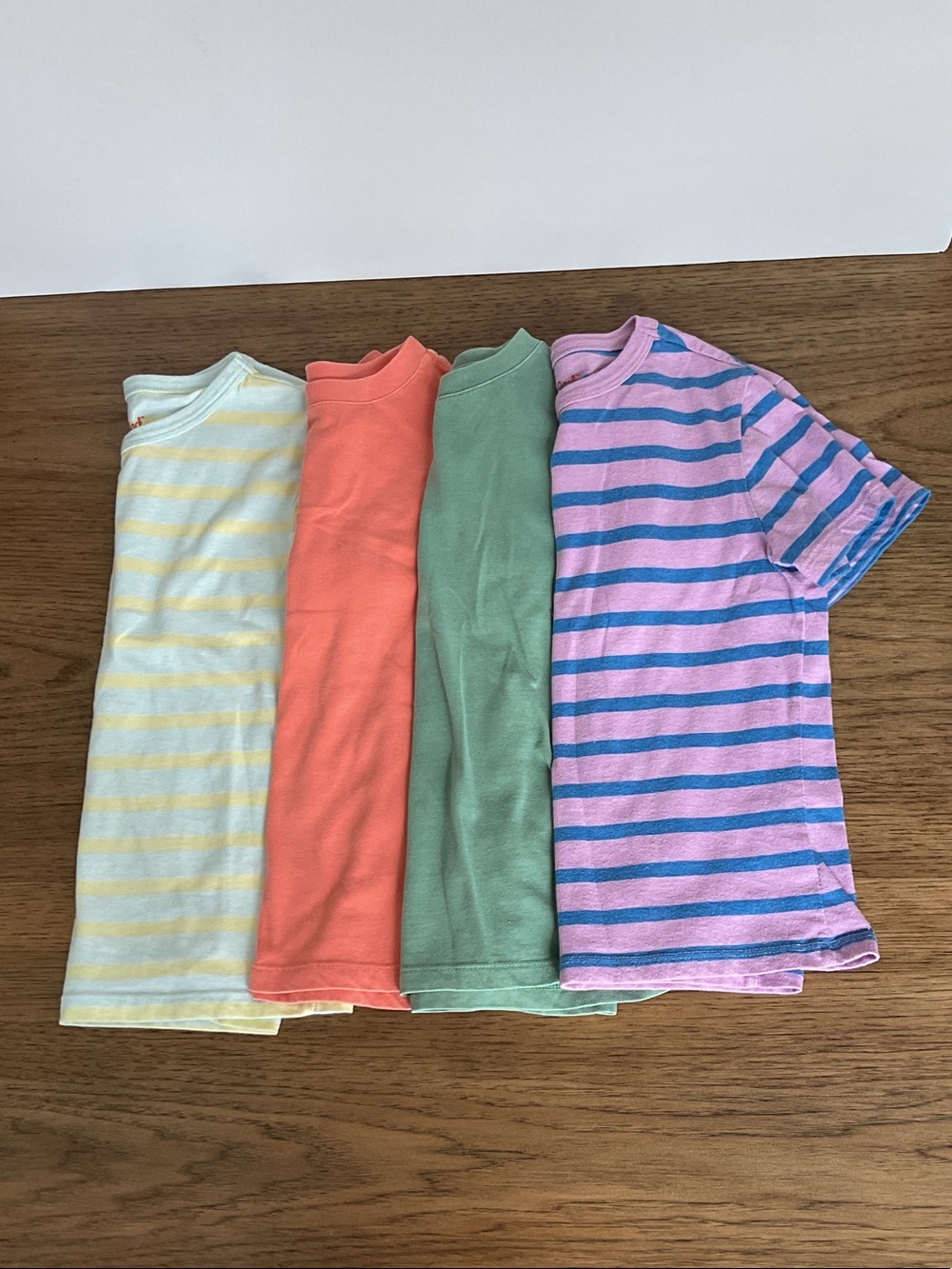 Cat & Jack Girls Short Sleeve Tee Set - Yellow, Coral, Green, Pink/Blue Stripes